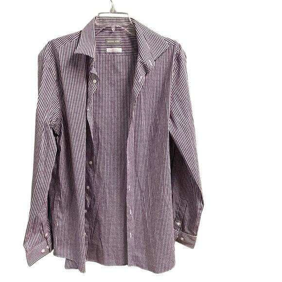 Michael Kors Slim Fit Travel Stretch Button Down Plaid Check Shirt Size 17 36/37 - Picture 1 of 5